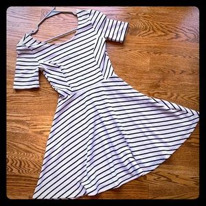 Black and White Striped Mini Dress